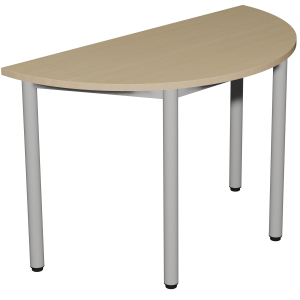 Table CARÉLIE plateau ép.24 mm stratifié chant bois piètement époxy - demi-lune D160 cm - T6