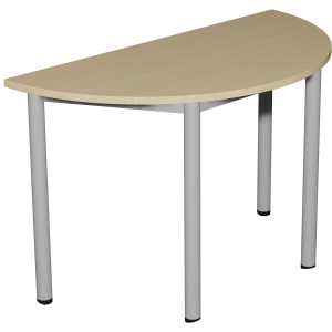 Table CARÉLIE mobile plateau ép.24 mm stratifié chant ABS piètement époxy - demi-lune D160 cm - T6