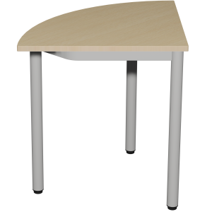 Table CARÉLIE plateau ép.24 mm stratifié chant bois piètement époxy - 1/4 R80 cm - T6