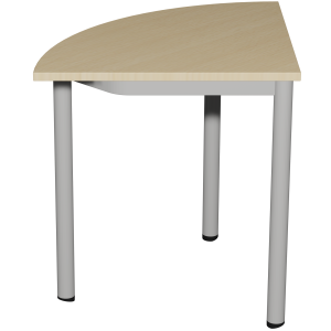 Table CARÉLIE mobile plateau ép.24 mm stratifié chant ABS piètement époxy - 1/4 R80 cm - T6