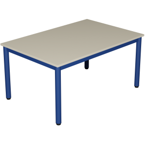 Table CARÉLIE plateau ép.19 mm mélaminé chant ABS piètement époxy - 120x60 cm - T3 Coquille d'œuf/bleu RAL 5002