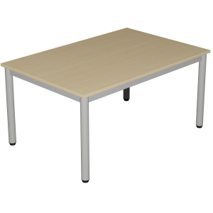 Table CARÉLIE plateau ép.19 mm mélaminé chant ABS pièt. Époxy - 120x60 cm - T3 - Hêtre miel/gris alu RAL 9006