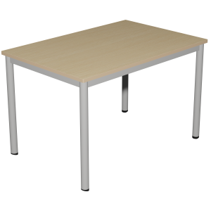 Table CARÉLIE mobile plateau ép.21 mm stratifié chant bois piètement époxy - 130x50 cm - T6