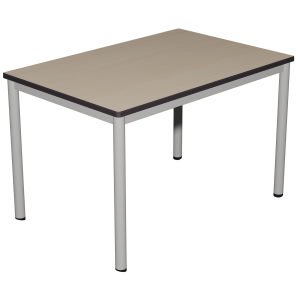 Table CARÉLIE mobile plateau ép.24 mm stratifié chant polyuréthane piètement époxy - 120x80 cm - T6