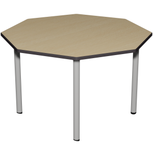Table CARÉLIE mobile plateau ép.24 mm stratifié chant polyuréthane piètement époxy - octogonale D120 cm - T6