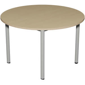 Table CARÉLIE mobile plateau ép.24 mm stratifié chant bois piètement époxy - D120 cm - T6
