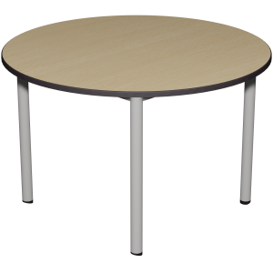 Table CARÉLIE mobile plateau ép.24 mm stratifié chant polyuréthane piètement époxy - D120 cm - T6