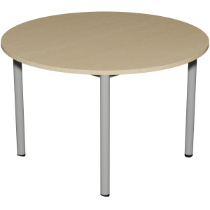 Table CARÉLIE mobile plateau ép.24 mm stratifié chant ABS piètement époxy - D120 cm - T6