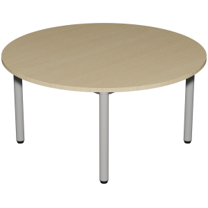 Table CARÉLIE plateau ép.19 mm mélaminé chant ABS piètement époxy - D120 cm - T3 - Hêtre miel/gris alu RAL 9006