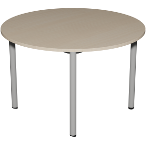 Table CARÉLIE mobile plateau ép.19 mm mélaminé chant ABS piètement époxy - D120 cm - T6