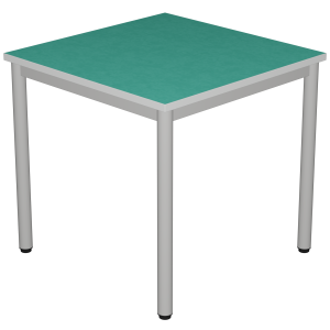 Table CARÉLIE plateau antibruit ép.26 mm SOFTOP® chant ABS gris piètement époxy - 80x80 cm - T6