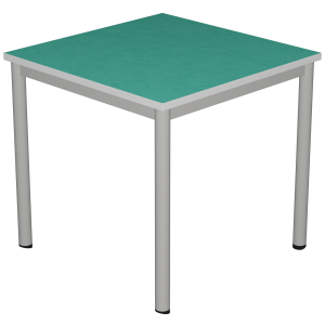 Table CARÉLIE mobile plateau antibruit ép.26 mm SOFTOP® chant ABS gris piètement époxy - 80x80 cm - T6