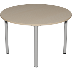Table CARÉLIE mobile plateau ép.24 mm stratifié chant bois piètement époxy - 140x80 cm -T6