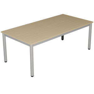 Table CARÉLIE plateau ép.19 mm mélaminé chant ABS piètement époxy - 160x60 cm - T2 - Hêtre miel/Gris alu 9006