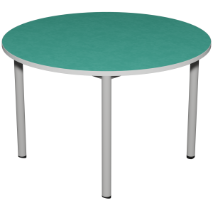 Table CARÉLIE mobile plateau antibruit ép.26 mm SOFTOP® chant ABS gris piètement époxy - D120 cm - T6