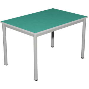 Table CARÉLIE mobile plateau antibruit ép.26 mm SOFTOP® chant ABS gris piètement époxy - 120x80 cm - T6