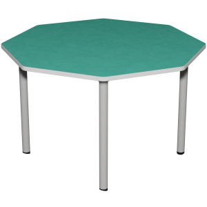 Table CARÉLIE mobile plateau antibruit SOFTOP® chant ABS gris pièt. époxy - octogonale D120 cm - T6