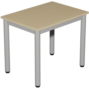 Table CARÉLIE plateau ép.19 mm mélaminé chant ABS piètement époxy - 60x50 cm - T3 - Hêtre miel/Gris alu 9006