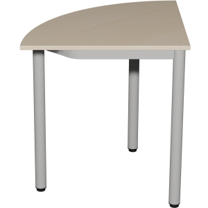 Table CARÉLIE plateau ép.19 mm mélaminé chant ABS piètement époxy - 1/4 R70 cm - T6