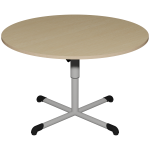 Table BANDANA HR plateau antibruit stratifié chant bois piètement central époxy - D120 cm - T4 à T6