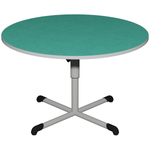 Table BANDANA HR plateau antibruit SOFTOP® chant ABS gris piètement central époxy - D120 cm - T4 à T6