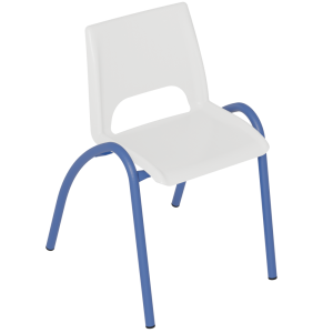 Lot de 4 chaises CIEL coque polypropylène piètement époxy - T2 - Blanc/bleu RAL 5002