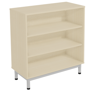 Meuble bas BIP BOP 3 cases mélaminé piètement époxy - L90xP43xH90 cm - Hêtre miel/gris alu RAL 9006
