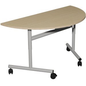 Table rabattable ÉCLIPSE plateau ép.24 mm stratifié chant bois piètement époxy - demi-lune D140 cm - T3 à T6