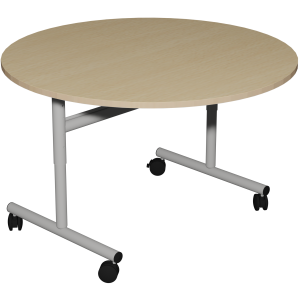 Table rabattable ÉCLIPSE plateau ép.24 mm stratifié chant bois piètement époxy - D120 cm - T3 à T6