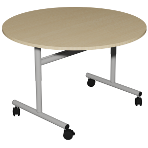 Table rabattable ÉCLIPSE plateau ép.24 mm stratifié chant ABS piètement époxy - D120 cm - T3 à T6