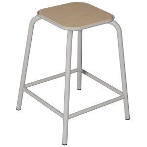 Tabouret MOLY assise bois piètement époxy - H58 cm - Gris alu RAL 9006