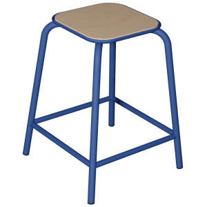 Tabouret MOLY assise bois Blueprotech® piètement époxy - H58 cm - Bleu RAL 5002