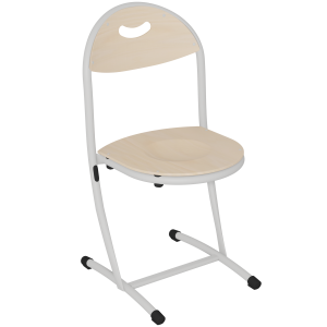 Chaise HÉLIA dossier avec prise demain et assise bois BlueProtech® piètement époxy - T6 - Gris alu RAL 9006