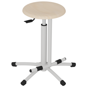 Tabouret ARAXE HR vérin à gaz assise bois Blueprotech® piètement et repose-pieds époxy - H52 à 70 cm
