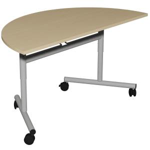 Table rabattable ÉCLIPSE plateau ép.24 mm stratifié chant ABS piètement époxy - demi-lune D120 cm - T3 à T6