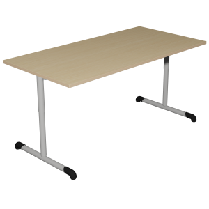 Table BANDANA HR DL plateau antibruit ép.24 mm stratifié chant bois piètement époxy - 160x80 cm - T3 à T6