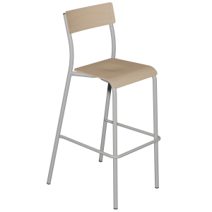 Tabouret ANDRÉ assise et dossier bois Blueprotech® piètement époxy - H80 cm