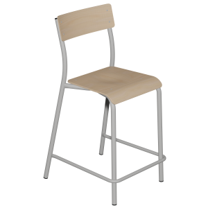 Tabouret ANDRÉ assise et dossier bois Blueprotech® piètement époxy - H60 cm