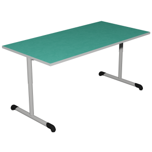 Table BANDANA HR DL plateau antibruit SOFTOP® chant ABS gris piètement époxy - 120x80 cm - T3 à T6