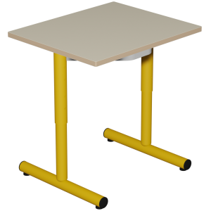Table PETITE FRIMOUSSE HR plateau ép.21 mm stratifié chant ABS pièt. époxy - 60x50 cm - T1 à T4 - Ivoire/jaune RAL 1003