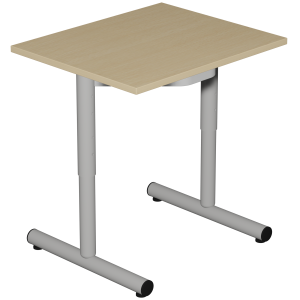 Table PETITE FRIMOUSSE HR plateau mélaminé chant ABS pièt. Époxy - 60x50 cm - T1 à T4 - Hêtre miel/gris alu 9006