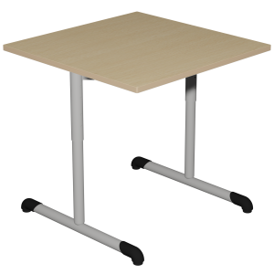 Table BANDANA HR DL plateau antibruit ép.24 mm stratifié chant bois piètement époxy - 80x80 cm - T3 à T6