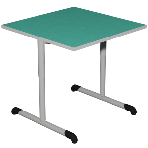 Table BANDANA HR DL plateau antibruit SOFTOP® chant ABS gris piètement époxy - 80x80 cm - T3 à T6