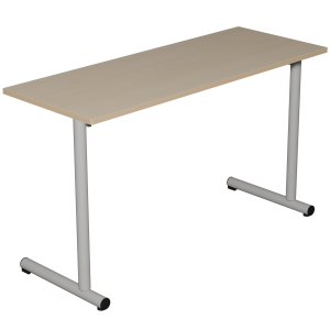 Table TAGE plateau ép.21 mm stratifié chant bois piètement époxy - 130x50 cm - T6
