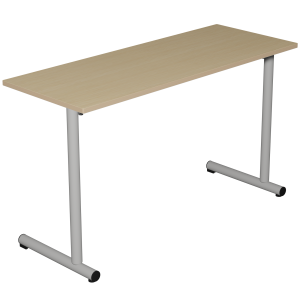 Table TAGE plateau ép.21 mm stratifié chant bois piètement époxy - 130x50 cm - T6