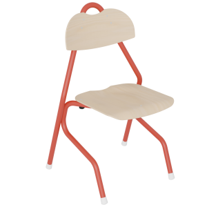 Chaise TEMPO assise et dossier bois Blueprotech® piètement aluminium époxy - T6 - rouge RAL 3000