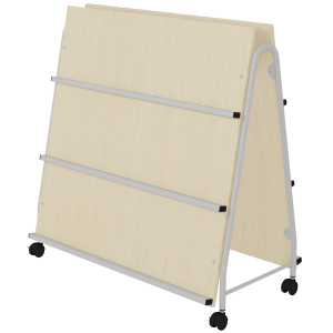 Présentoir à livres double face mélaminé structure époxy - L100xP45xH106 cm - Hêtre miel