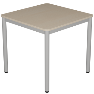 Table CARÉLIE mobile plateau ép.21 mm strat. chant ABS arrondis pièt. époxy - 80x80 cm - T6