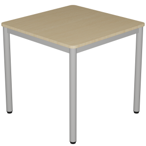Table CARÉLIE mobile plateau ép.21 mm strat. chant ABS arrondis pièt. époxy - 80x80 cm - T6
