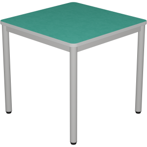 Table CARÉLIE plateau antibruit ép.26 mm SOFTOP® chant ABS arrondis gris piètement époxy - 80x80 cm - T6